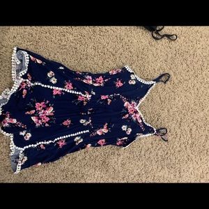 navy blue floral shorts romper